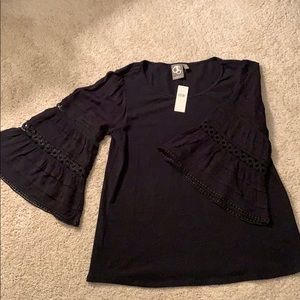 Black bell sleeve Anthropologie top